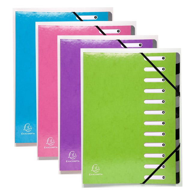 Trieur Exacompta 1928 Harmonika - 12 Compartiments, Dos Extensible - Format A4 (24,5x32 Cm) - Vert Anis
